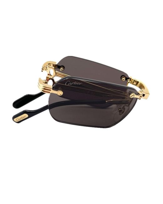 Cartier White Rectangular Rimless Sunglasses for men