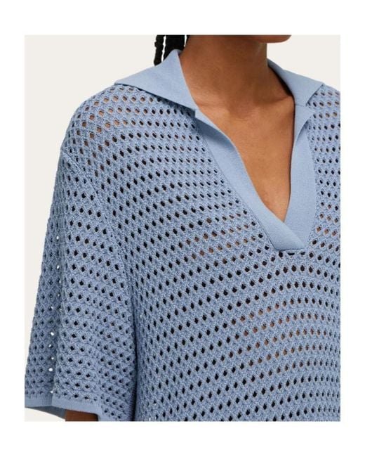 Ferragamo Blue Knit Polo Shirt