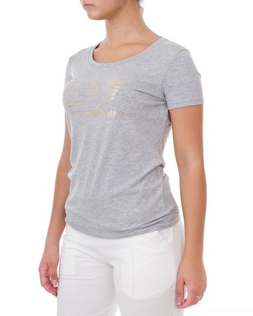 EA7 Gray Logo Printed T-Shirt