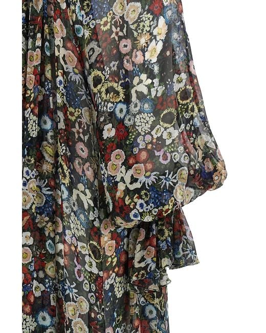 Khaite Black Edgar Floral-Print High-Neck Dress