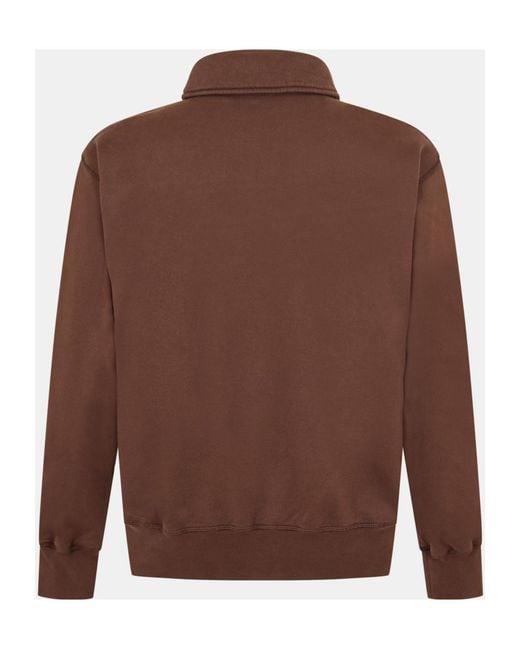 Prada Brown Quarter-Zip Fleece Sweatshirt for men