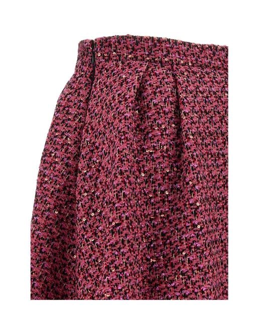 Alessandra Rich Purple Sequin-Embellished Tweed Midi Skirt
