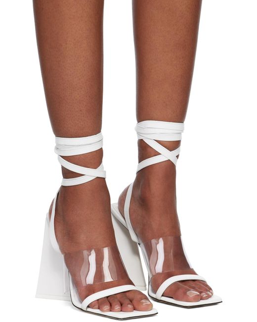 The Attico White Isa Tie-Fastening Leather Sandals