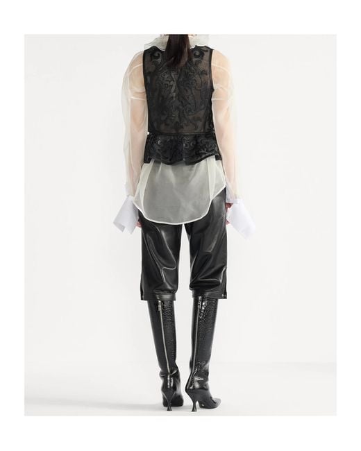 Dior White Transparent Blouse With Plastron And Removable Ruched Collar