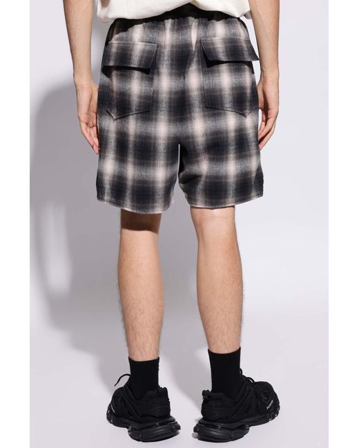 Rhude Black Plaid Logo Short Pants For for men