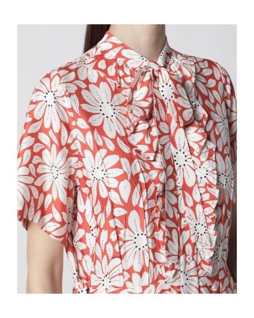 Prada Pink Printed Pleated Pongé Dress