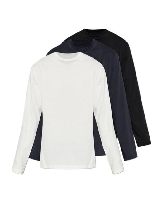 Jil Sander Blue Three-Pack Long-Sleeve T-Shirts for men