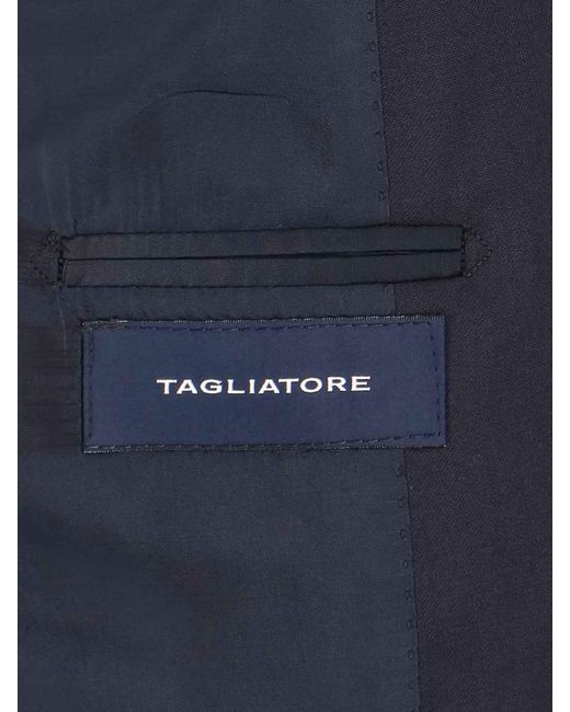 Tagliatore Blue Long-Sleeved Lapel Suit for men