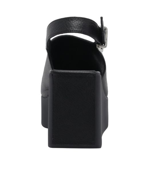 Vic Matié Black Square-Toe Leather Sandals