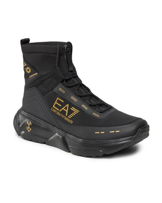 EA7 Black High-Top Casual Sneakers for men