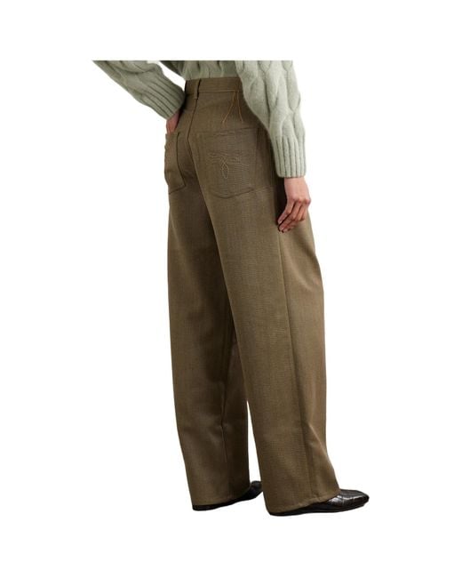 Fortela Green Wool Twill Trousers