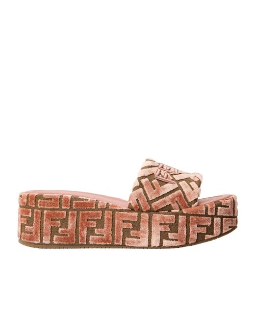 Fendi Pink Logo Platform Sandals