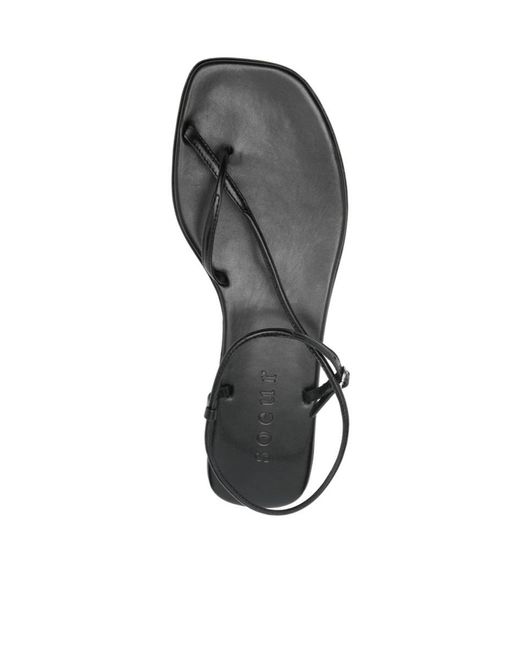 Soeur Black Open-Toe Flat Sandals