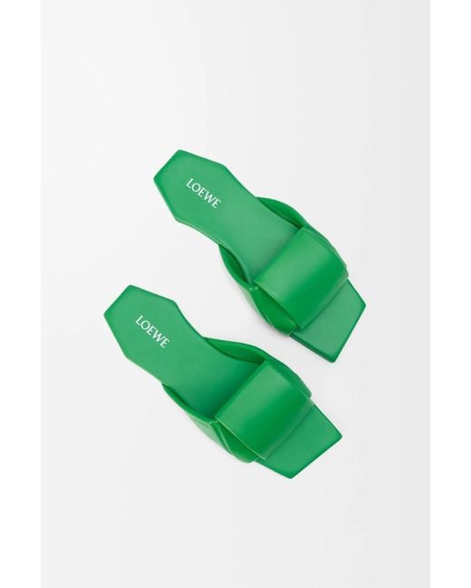Loewe Green Origami Padded Square-Toe Flat Sandals