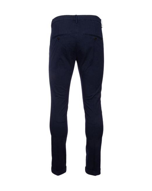 Dondup Blue Mid-Rise Straight Leg Trousers for men