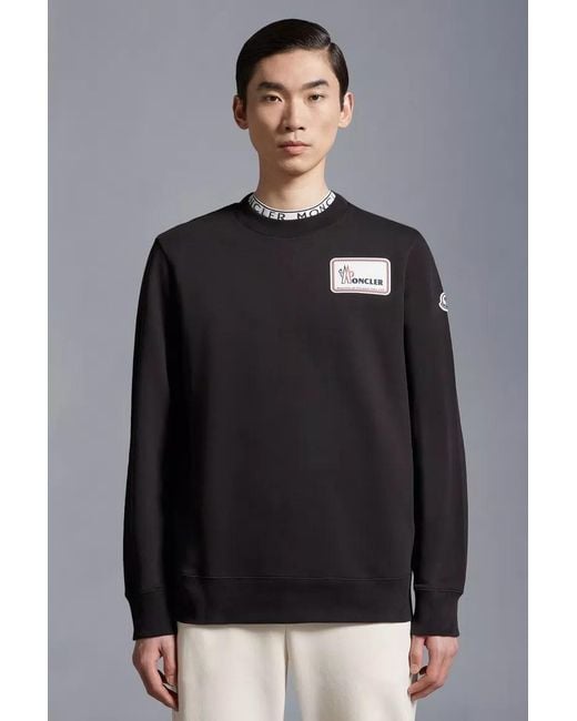 Moncler Black Logo Printed Crewneck Sweatshirt for men