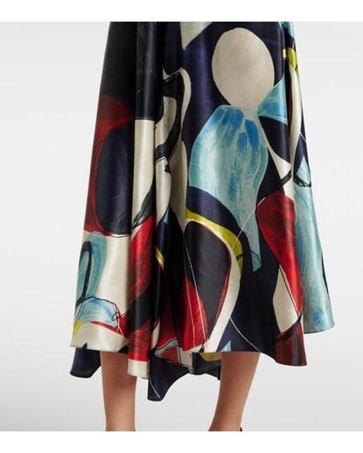 Roksanda White Adriana Printed Satin Midi Dress