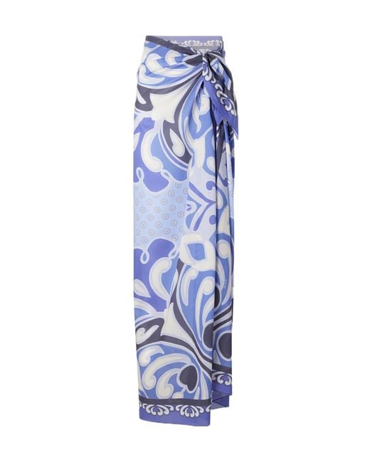 LaDoubleJ Blue Printed Wrap Skirt
