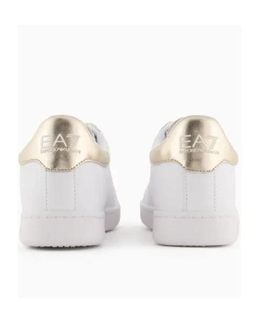 EA7 White Logo Embossed Classic Cc Sneakers for men