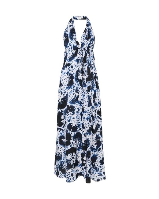 Dries Van Noten Blue Halter Neck Dress