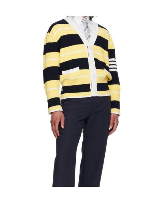 Thom Browne Blue Striped Cardigan for men