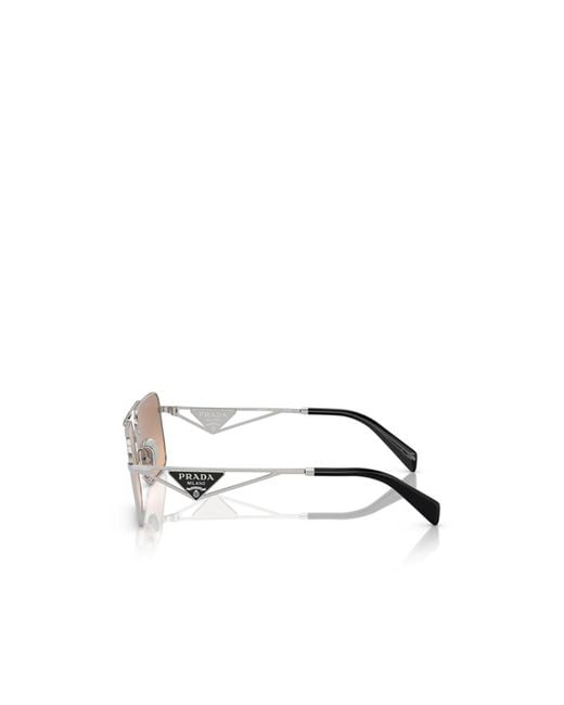 Prada White Eyewear Rectangular Frame Sunglasses