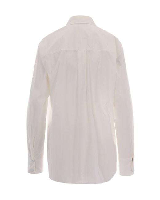 Patrizia Pepe White Logo-Plaque Chest-Pocket Shirt
