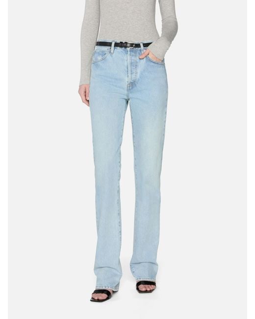 FRAME Blue High-Waisted Straight-Leg Jeans