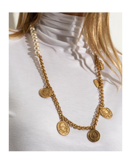 Moschino Metallic Pendants Detailed Necklace