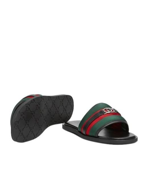 Gucci Multicolor Interlocking G Slide Sandals for men