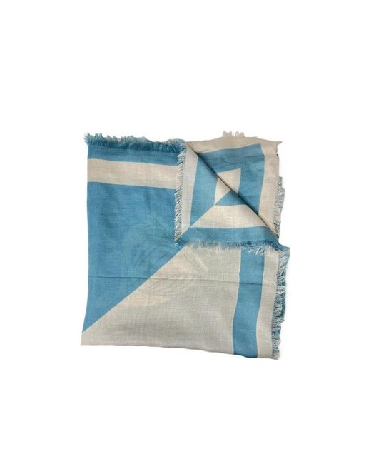 Lanvin Blue Pattern Stitching Scarf
