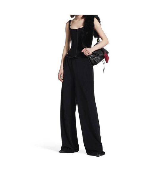 Balenciaga Black Lace Detailed Wide-Leg Pants