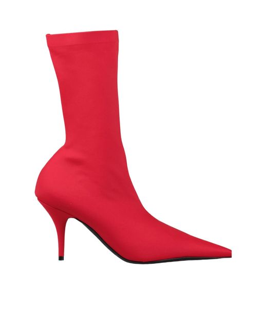 Balenciaga Red Solid Color Ankle Boots