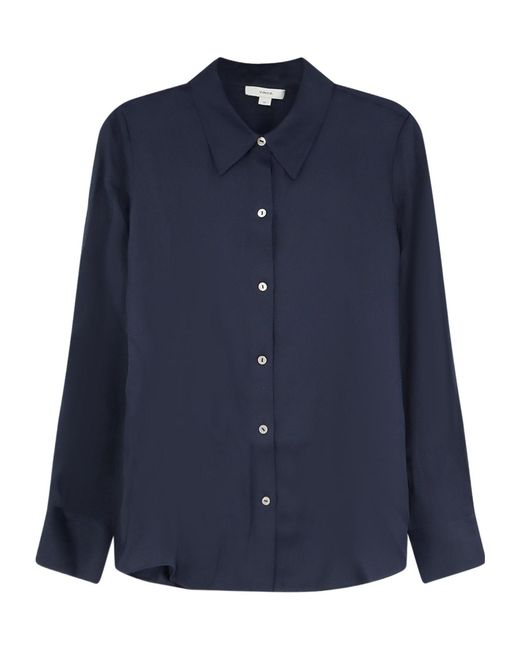 Vince Blue Classic Collar Button-Up Shirt