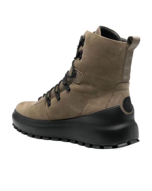 Stone Island Brown Lace-Up Suede Boots for men