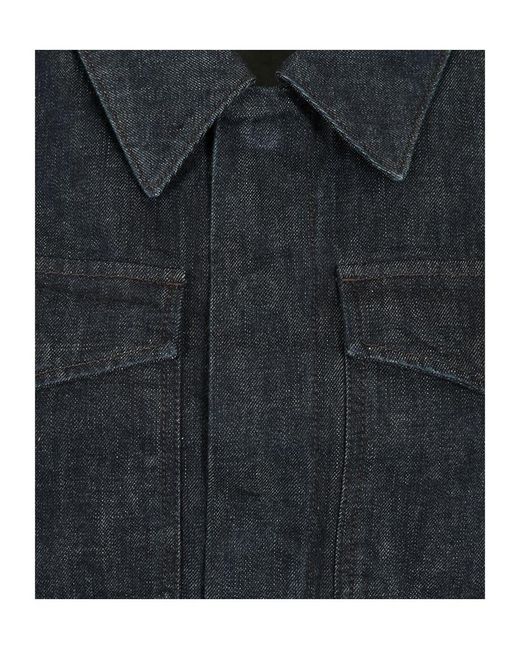 Lemaire Blue Long Sleeved Cropped Jacket