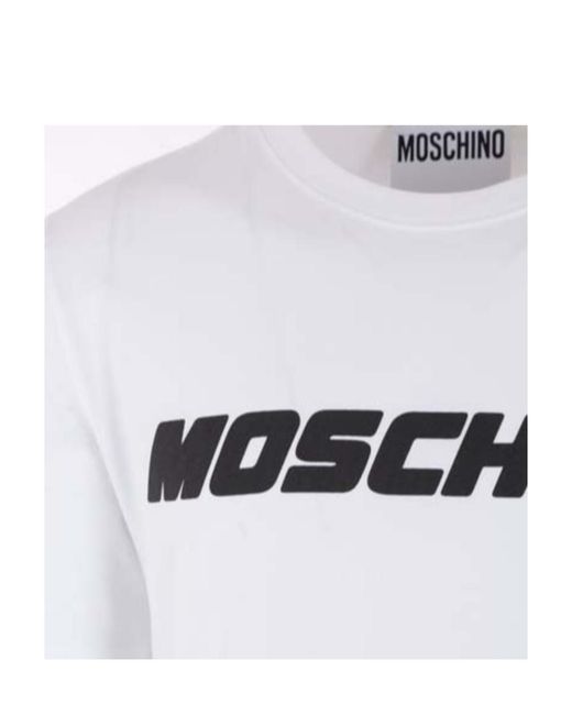 Moschino White Logo-Print Cotton T-Shirt for men