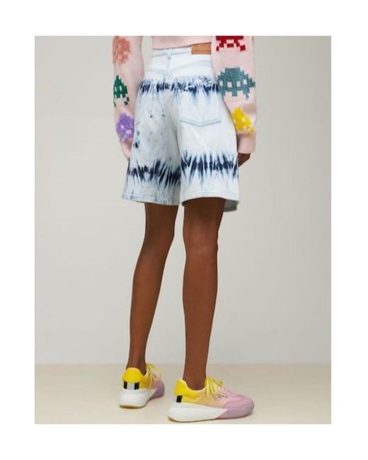 Stella McCartney Blue Tie-Dyed Denim Shorts