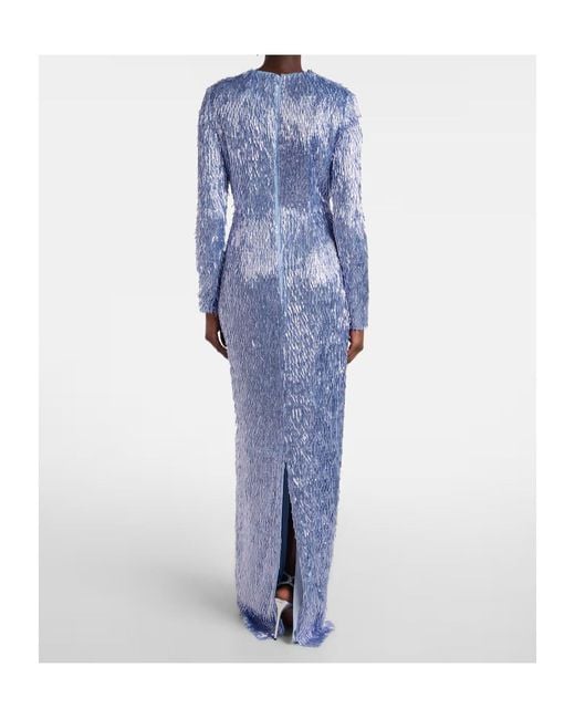 Erdem Blue Draped Embellished Gown