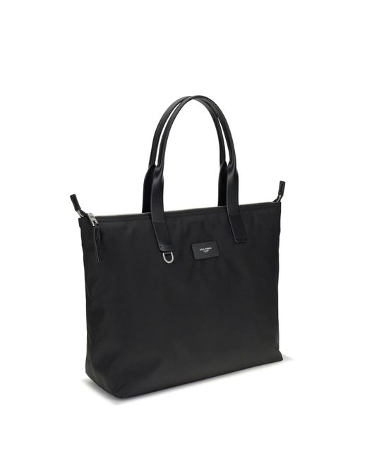 Dolce & Gabbana Black Logo-Plaque Tote Bag for men