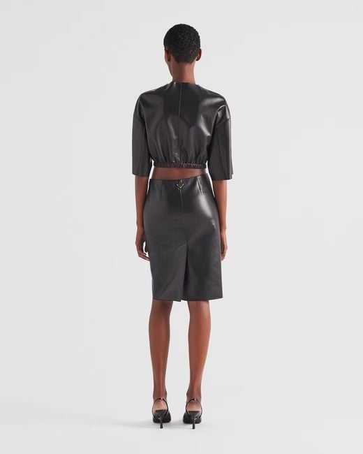Prada Black Nappa Leather Bomber Jacket