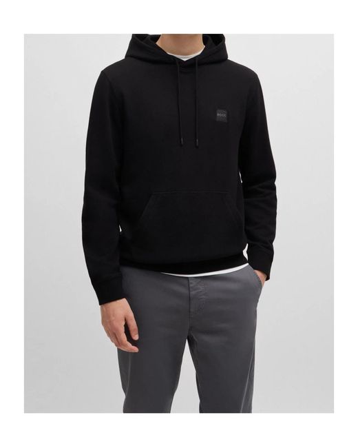 Boss Black Boss Logo Patch Drawstring Hoodie for men