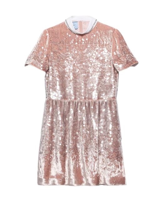 Prada Pink Sequined Velvet Mini-Dress