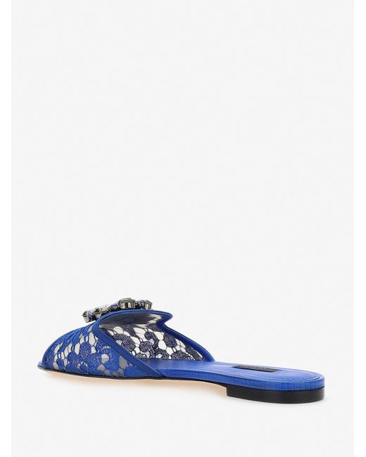 Dolce & Gabbana Blue Bianca Lace Detailed Sandals
