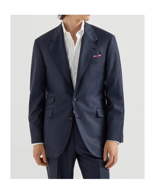 Brunello Cucinelli Blue Long-Sleeved Suit Jacket for men
