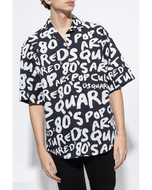 DSquared² Blue 80's Pop-Printed Short Sleeved Shirt for men