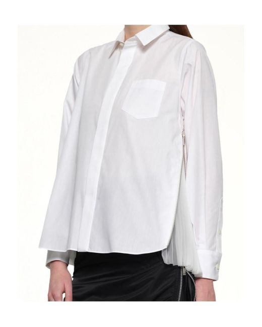Sacai White Button-Up Long-Sleeved Shirt