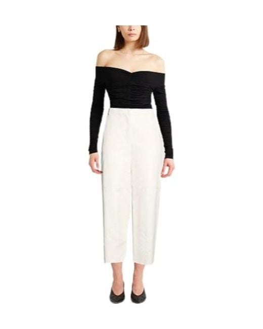 Max Mara White Elastic Boot-Shaped Pants