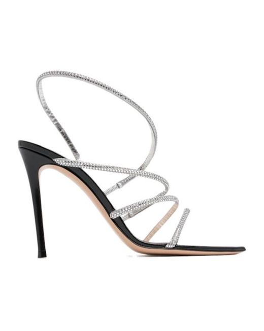 Gianvito Rossi White Pointed Crystal High-Heeled Sandals
