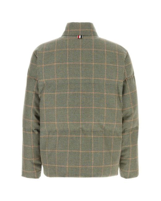 Thom Browne Green Reversible Funnel Neck Down Jacket for men